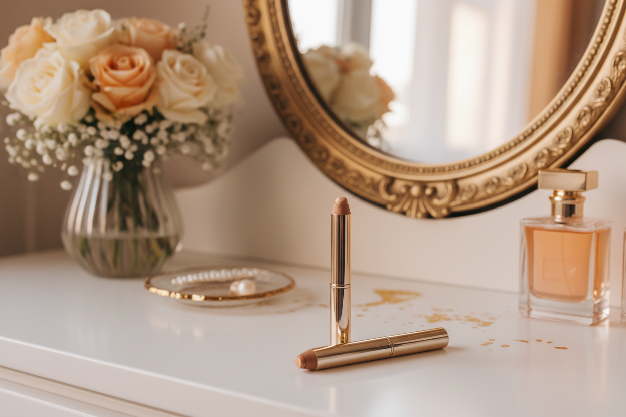 Qeetvia Glitter Eyeshadow Stick – Light Gold Shimmer (Waterproof)